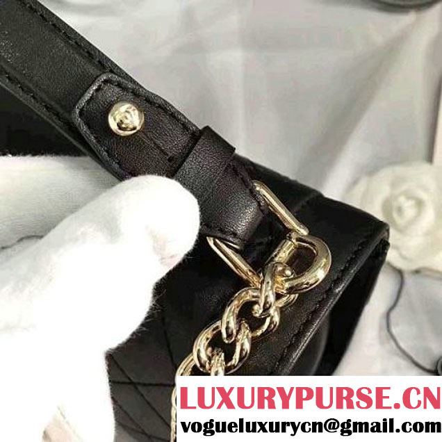 Chanel Label Click Top Handle Medium Flap Bag A93702 Black 2017 (KN-6122616 )