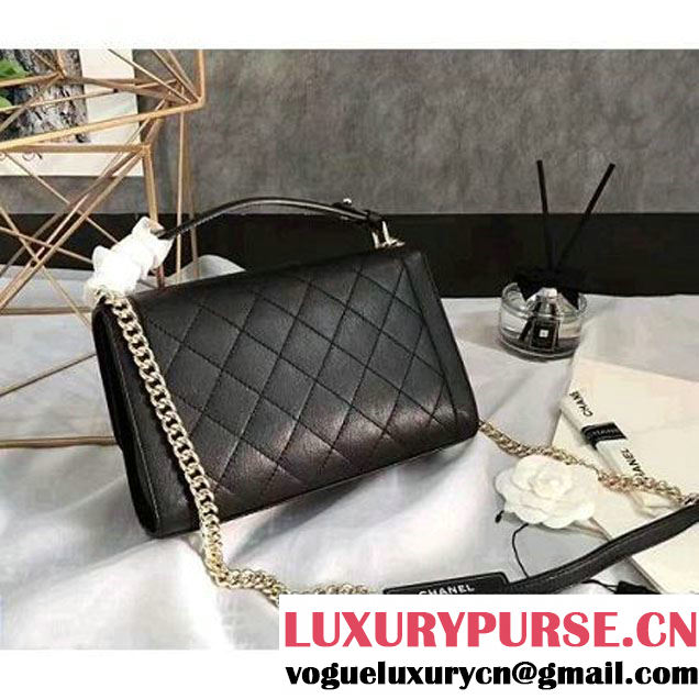 Chanel Label Click Top Handle Medium Flap Bag A93702 Black 2017 (KN-6122616 )