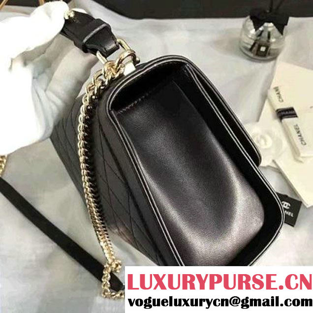 Chanel Label Click Top Handle Medium Flap Bag A93702 Black 2017 (KN-6122616 )