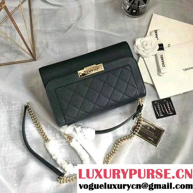 Chanel Label Click Top Handle Medium Flap Bag A93702 Deep Green 2017 (KN-6122617 )