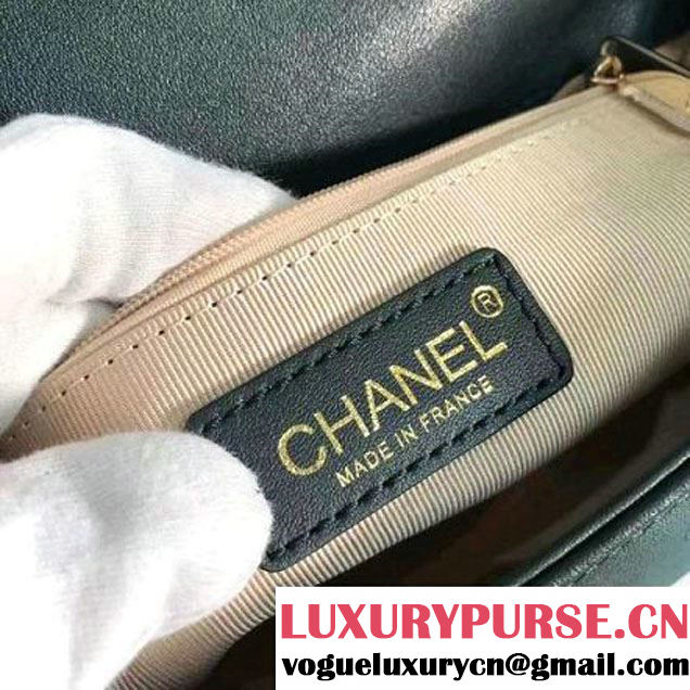 Chanel Label Click Top Handle Medium Flap Bag A93702 Deep Green 2017 (KN-6122617 )