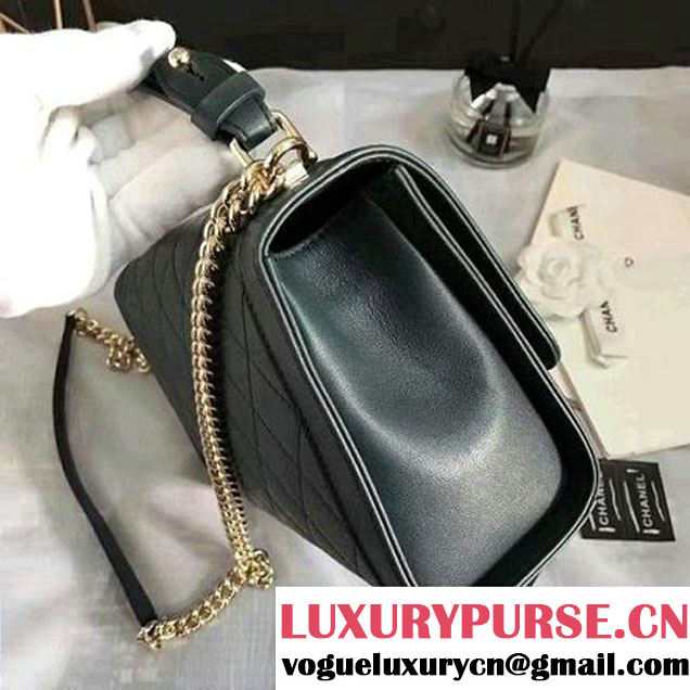 Chanel Label Click Top Handle Medium Flap Bag A93702 Deep Green 2017 (KN-6122617 )