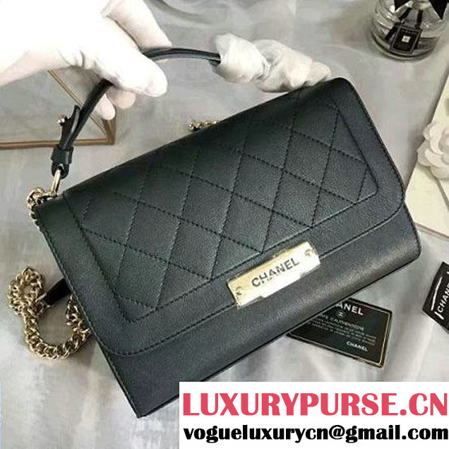 Chanel Label Click Top Handle Medium Flap Bag A93702 Deep Green 2017 (KN-6122617 )