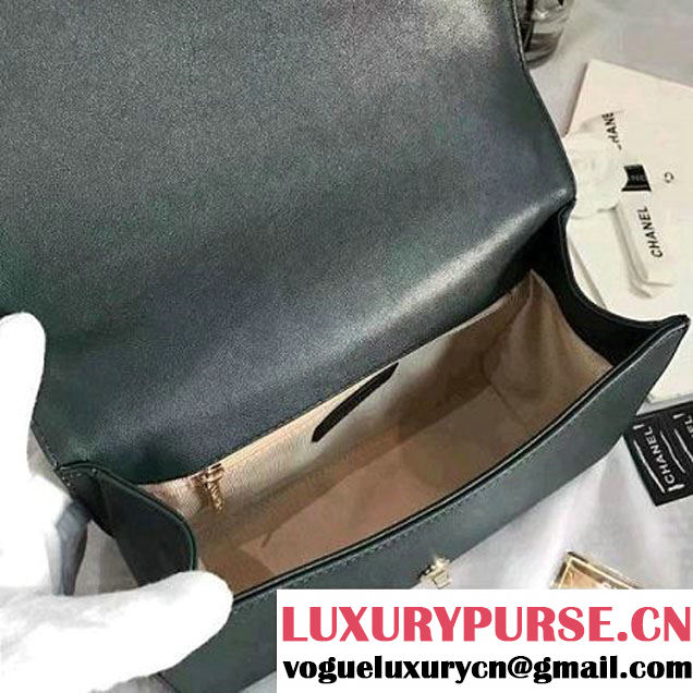 Chanel Label Click Top Handle Medium Flap Bag A93702 Deep Green 2017 (KN-6122617 )