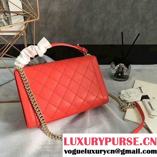 Chanel Label Click Top Handle Medium Flap Bag A93702 Fuchsia 2017 (KN-6122618 )
