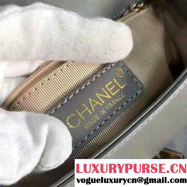 Chanel Label Click Top Handle Medium Flap Bag A93702 Gray 2017 (KN-6122619 )