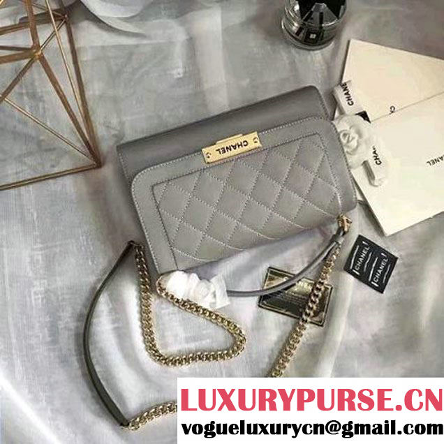 Chanel Label Click Top Handle Medium Flap Bag A93702 Gray 2017 (KN-6122619 )