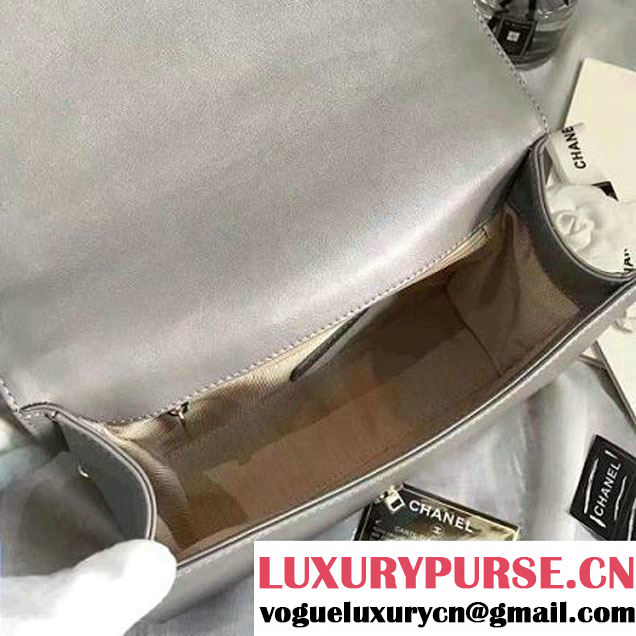 Chanel Label Click Top Handle Medium Flap Bag A93702 Gray 2017 (KN-6122619 )