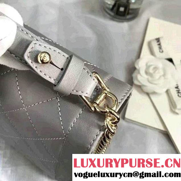 Chanel Label Click Top Handle Medium Flap Bag A93702 Gray 2017 (KN-6122619 )