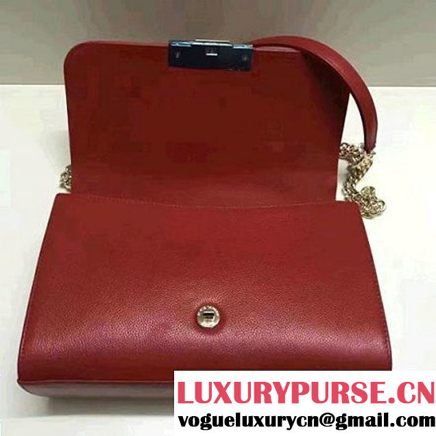 Chanel Label Click Top Handle Medium Flap Bag A93702 Red 2017 (2A058-6122620 )