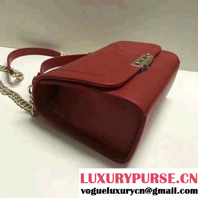 Chanel Label Click Top Handle Medium Flap Bag A93702 Red 2017 (2A058-6122620 )
