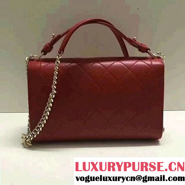 Chanel Label Click Top Handle Medium Flap Bag A93702 Red 2017 (2A058-6122620 )