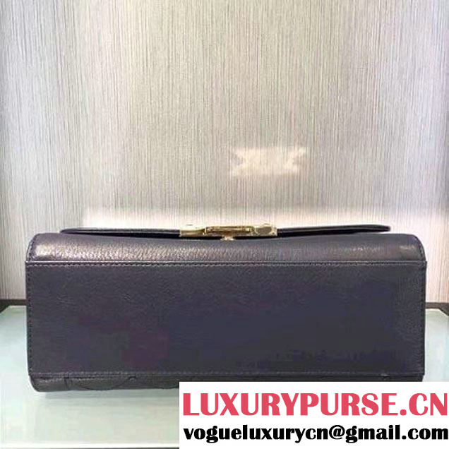 Chanel Label Click Top Handle Medium Flap Bag A93702 Deep Blue 2017 (2A143-6122621 )