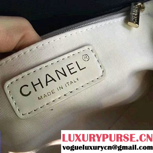Chanel Label Click Top Handle Medium Flap Bag A93702 Deep Blue 2017 (2A143-6122621 )