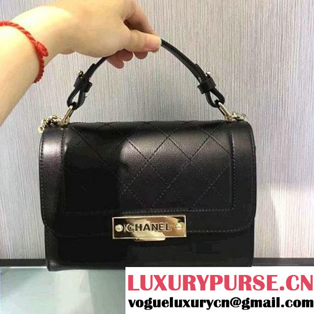 Chanel Label Click Top Handle Small Flap Bag A93701 Black 2017 (2A143-6122622 )