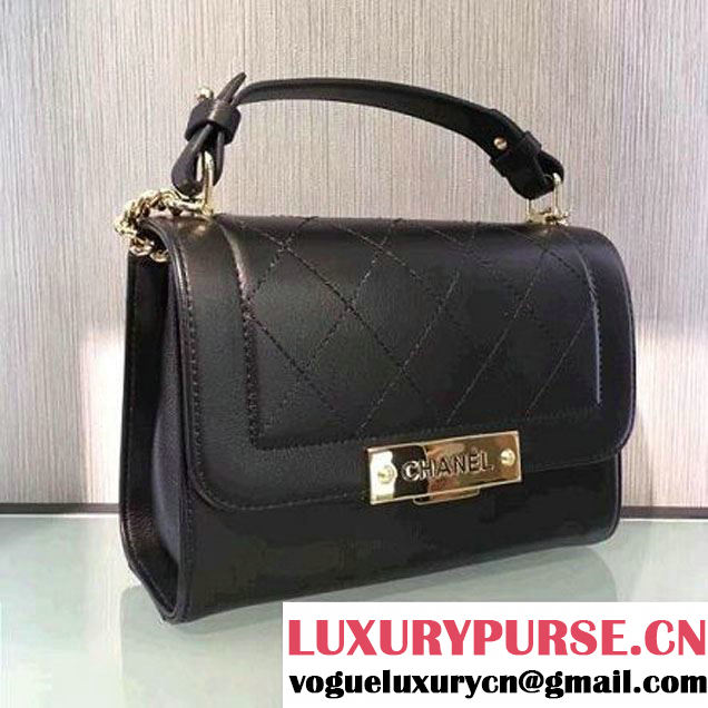 Chanel Label Click Top Handle Small Flap Bag A93701 Black 2017 (2A143-6122622 )