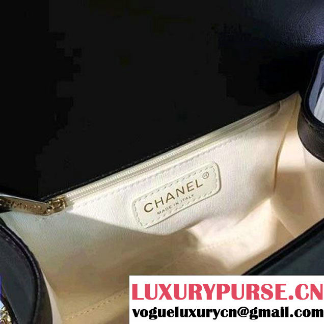 Chanel Label Click Top Handle Small Flap Bag A93701 Black 2017 (2A143-6122622 )