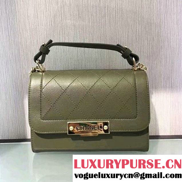 Chanel Label Click Top Handle Small Flap Bag A93701 Army Green 2017 (2A143-6122623 )