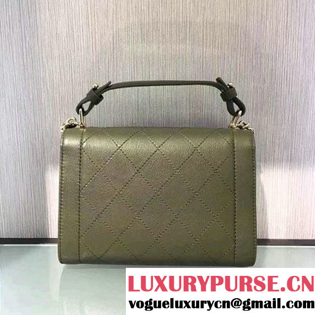 Chanel Label Click Top Handle Small Flap Bag A93701 Army Green 2017 (2A143-6122623 )
