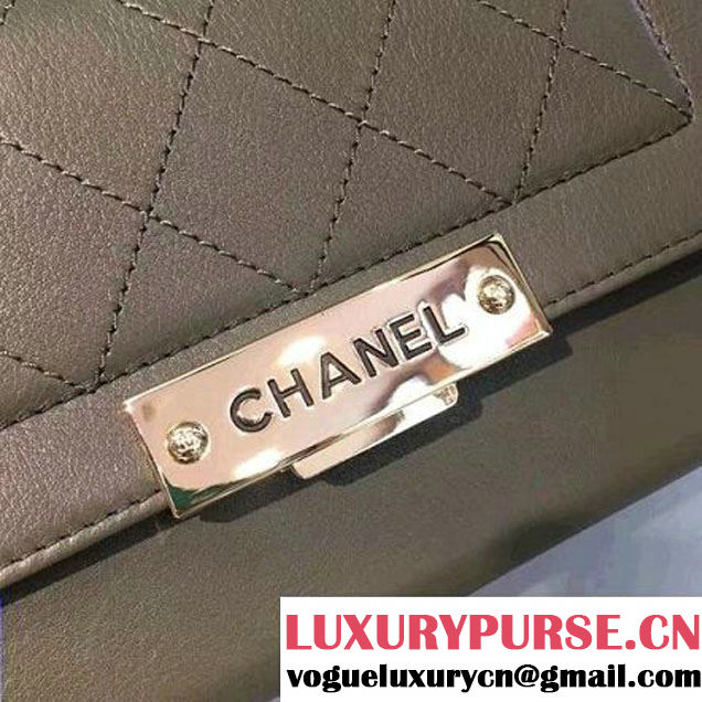 Chanel Label Click Top Handle Small Flap Bag A93701 Army Green 2017 (2A143-6122623 )