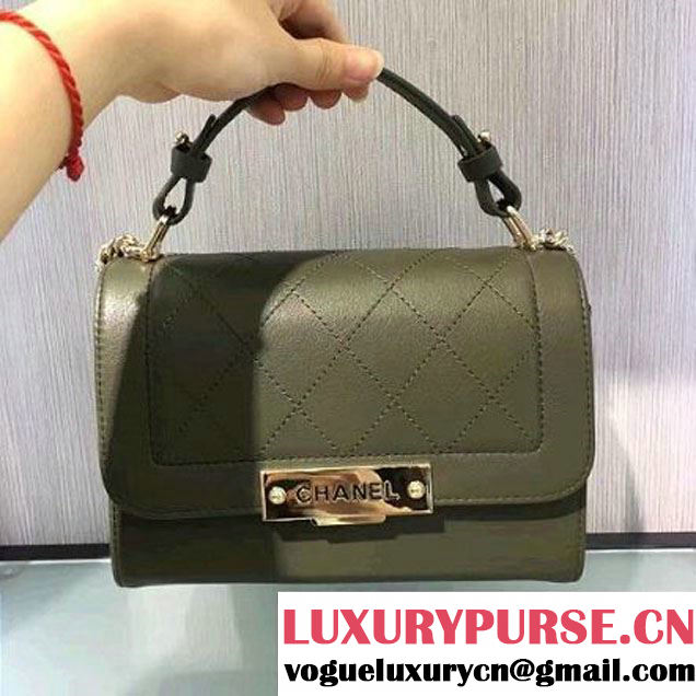 Chanel Label Click Top Handle Small Flap Bag A93701 Army Green 2017 (2A143-6122623 )