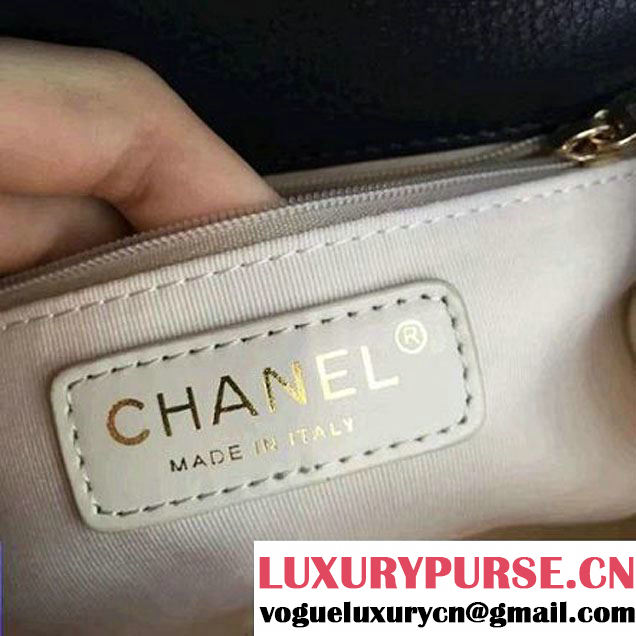 Chanel Label Click Top Handle Small Flap Bag A93701 Deep Blue 2017 (2A143-6122624 )
