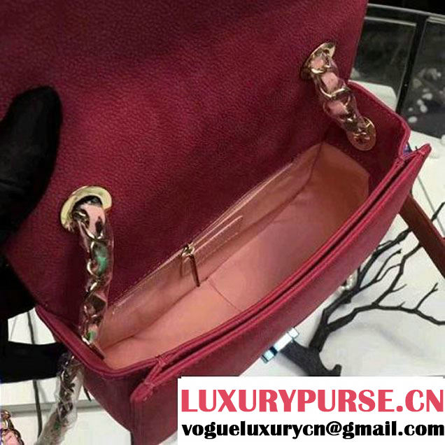 Chanel Grained Calfskin Flap Bag with Top Handle Fuchsia Cruise 2017 (Chanel-7010401 )