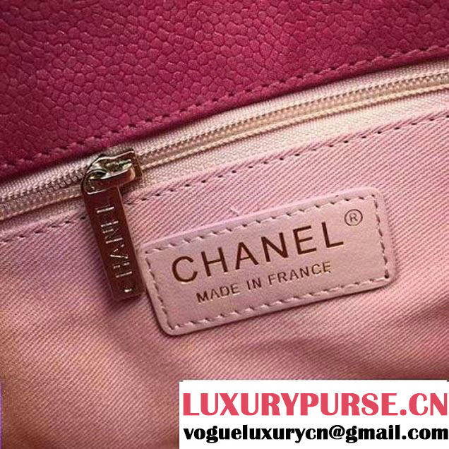 Chanel Grained Calfskin Flap Bag with Top Handle Fuchsia Cruise 2017 (Chanel-7010401 )