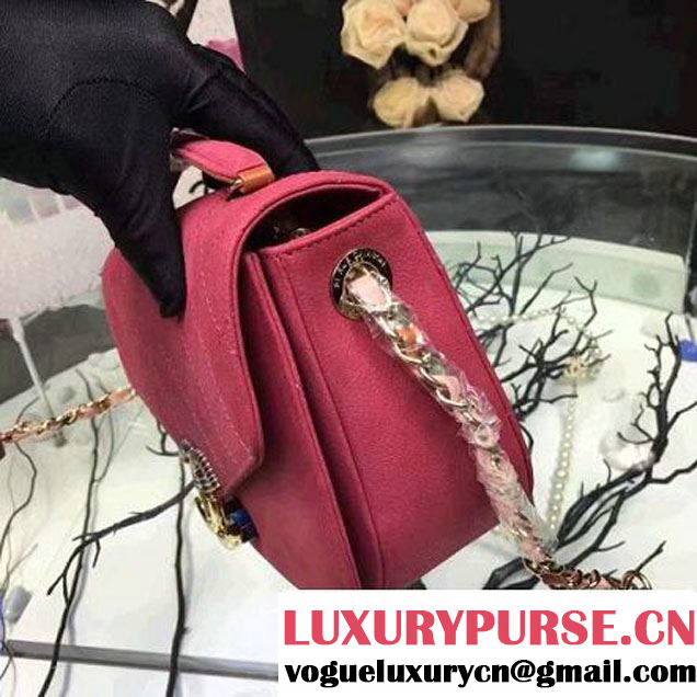 Chanel Grained Calfskin Flap Bag with Top Handle Fuchsia Cruise 2017 (Chanel-7010401 )