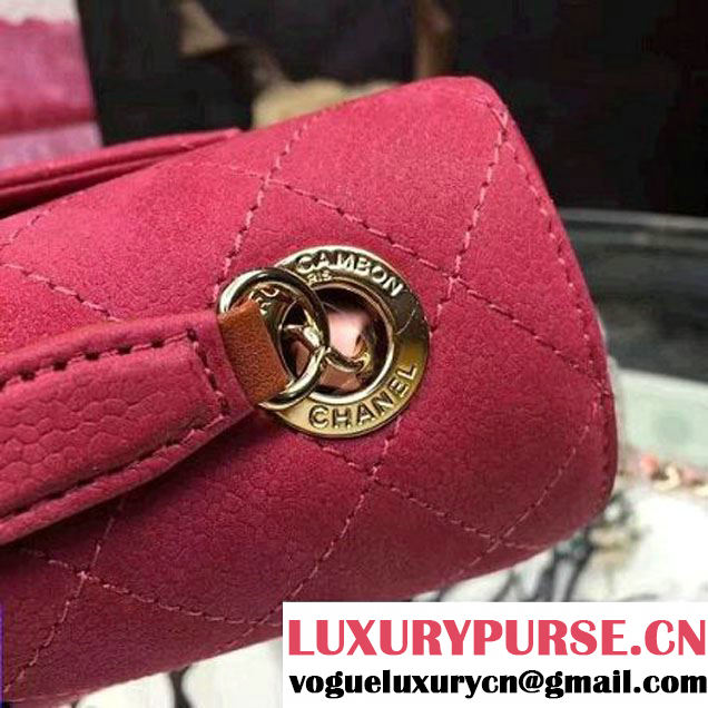 Chanel Grained Calfskin Medium Flap Bag with Top Handle Fuchsia Cruise 2017 (Chanel-7010402 )