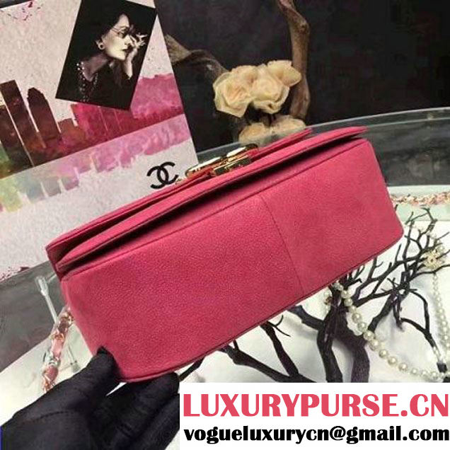 Chanel Grained Calfskin Medium Flap Bag with Top Handle Fuchsia Cruise 2017 (Chanel-7010402 )