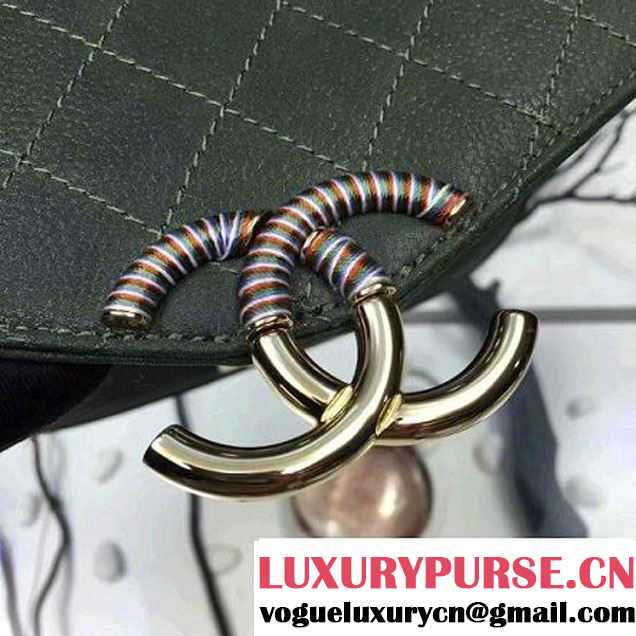 Chanel Grained Calfskin Flap Bag with Top Handle Green Cruise 2017 (Chanel-7010403 )