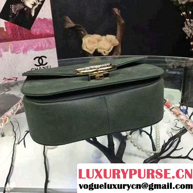 Chanel Grained Calfskin Flap Bag with Top Handle Green Cruise 2017 (Chanel-7010403 )