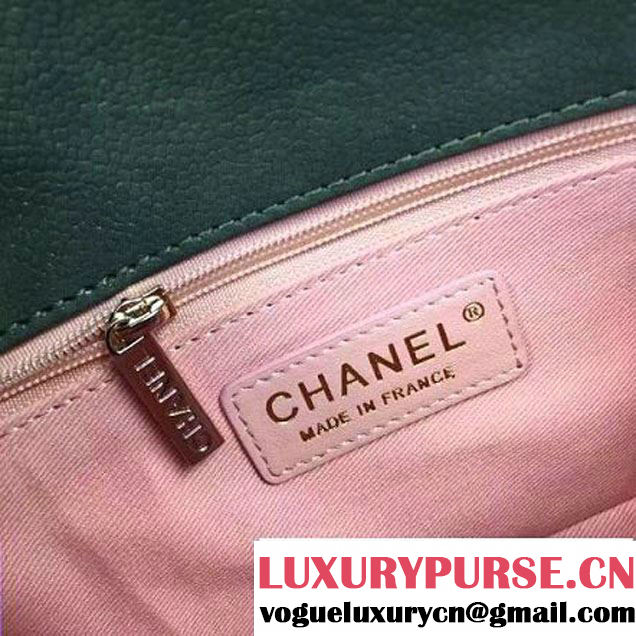 Chanel Grained Calfskin Flap Bag with Top Handle Green Cruise 2017 (Chanel-7010403 )