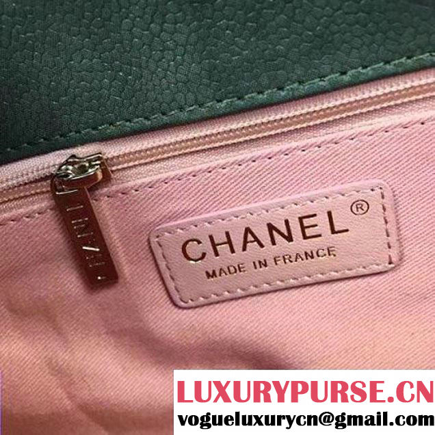 Chanel Grained Calfskin Medium Flap Bag with Top Handle Green Cruise 2017 (Chanel-7010404 )