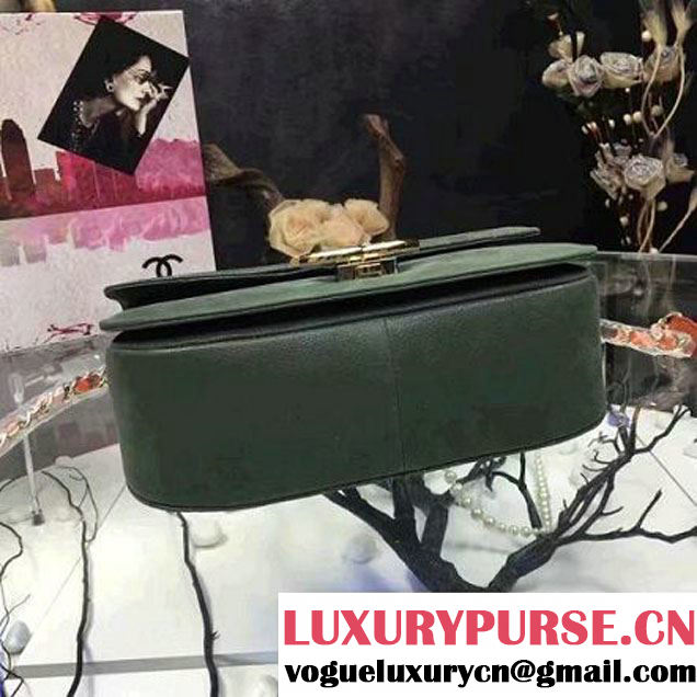 Chanel Grained Calfskin Medium Flap Bag with Top Handle Green Cruise 2017 (Chanel-7010404 )