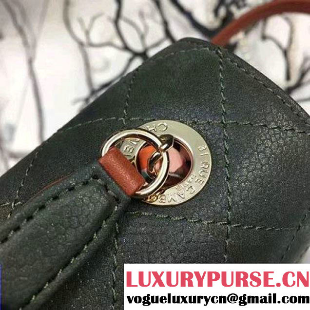 Chanel Grained Calfskin Medium Flap Bag with Top Handle Green Cruise 2017 (Chanel-7010404 )