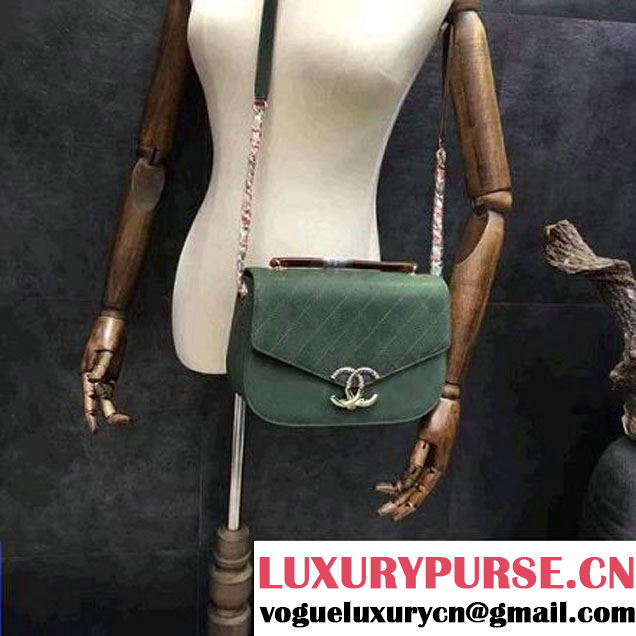 Chanel Grained Calfskin Medium Flap Bag with Top Handle Green Cruise 2017 (Chanel-7010404 )