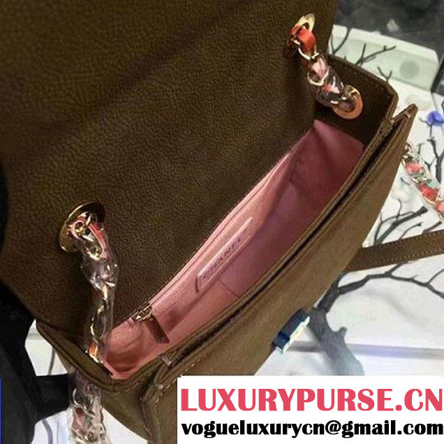 Chanel Grained Calfskin Flap Bag with Top Handle Brown Cruise 2017 (Chanel-7010405 )
