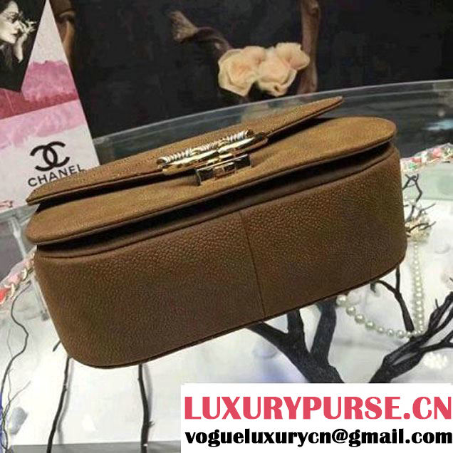 Chanel Grained Calfskin Flap Bag with Top Handle Brown Cruise 2017 (Chanel-7010405 )