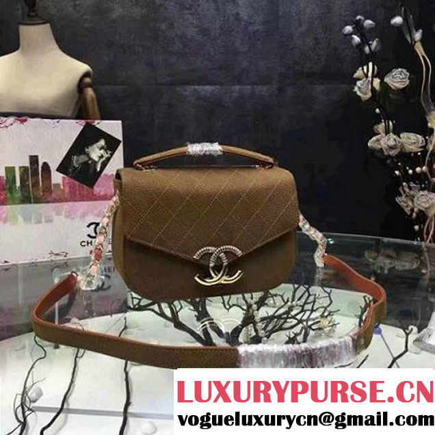 Chanel Grained Calfskin Flap Bag with Top Handle Brown Cruise 2017 (Chanel-7010405 )