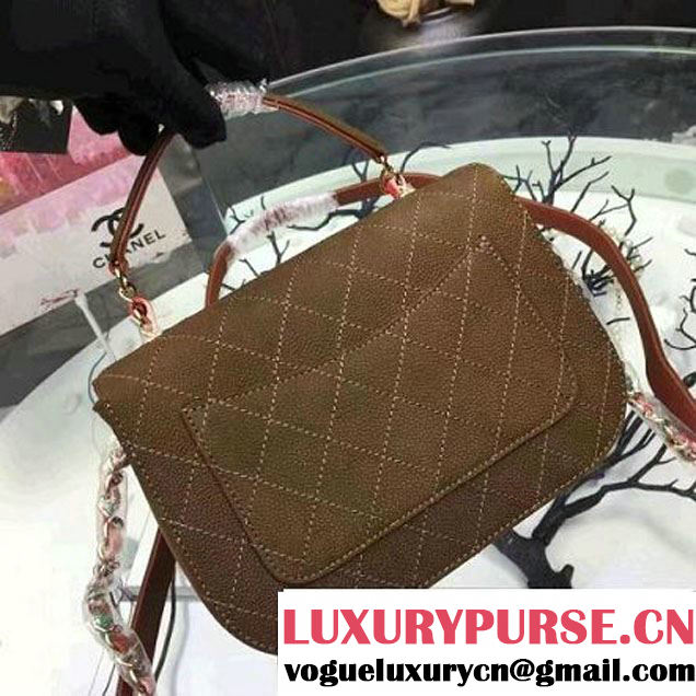 Chanel Grained Calfskin Flap Bag with Top Handle Brown Cruise 2017 (Chanel-7010405 )