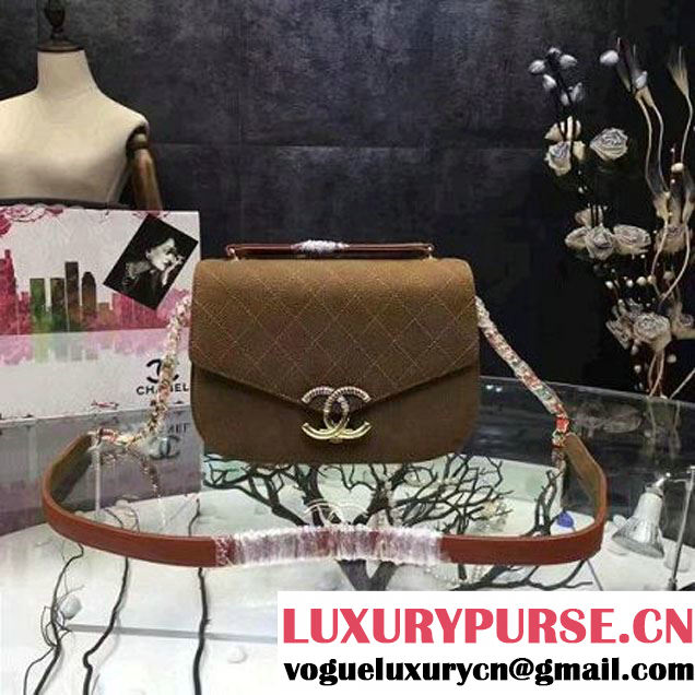 Chanel Grained Calfskin Medium Flap Bag with Top Handle Brown Cruise 2017 (Chanel-7010406 )