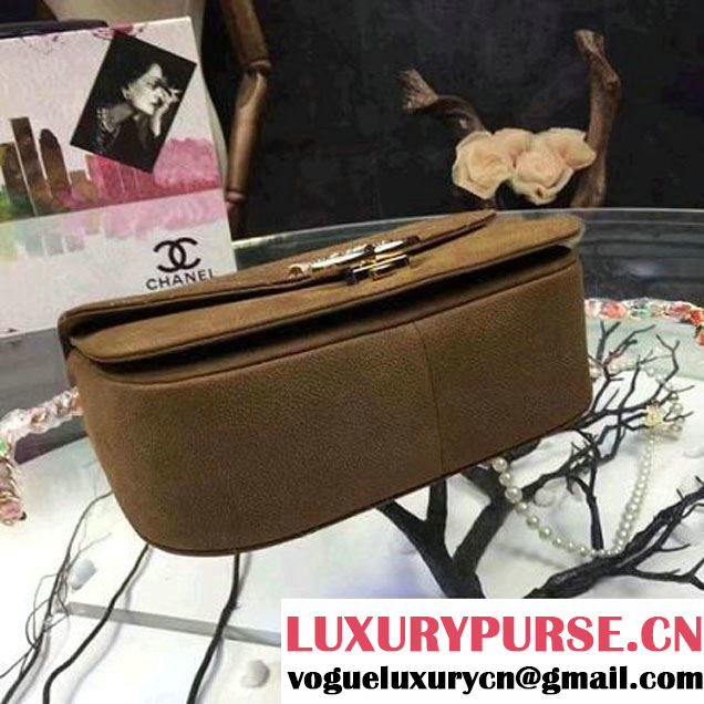 Chanel Grained Calfskin Medium Flap Bag with Top Handle Brown Cruise 2017 (Chanel-7010406 )