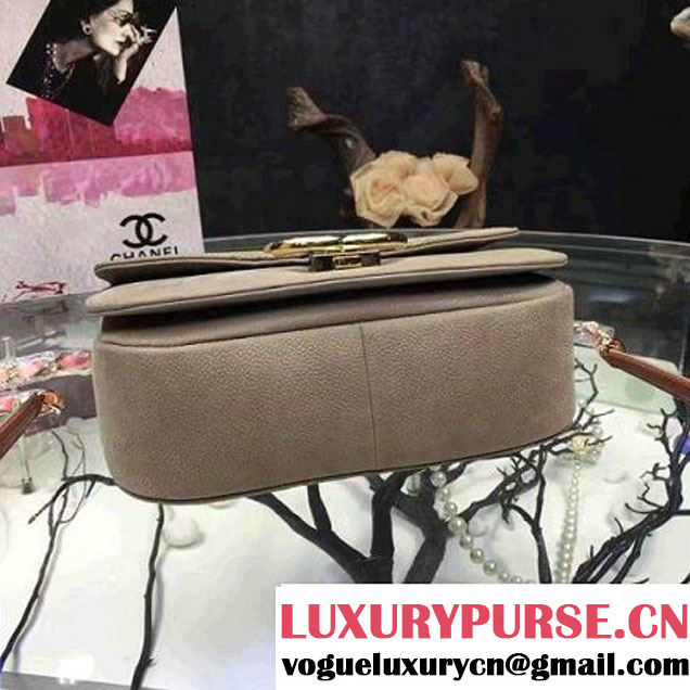 Chanel Grained Calfskin Flap Bag with Top Handle Gray Cruise 2017 (Chanel-7010407 )