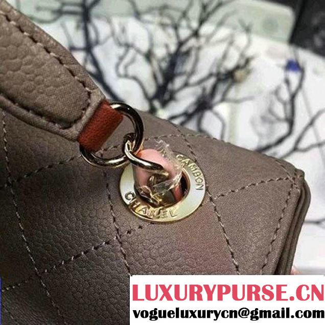 Chanel Grained Calfskin Flap Bag with Top Handle Gray Cruise 2017 (Chanel-7010407 )