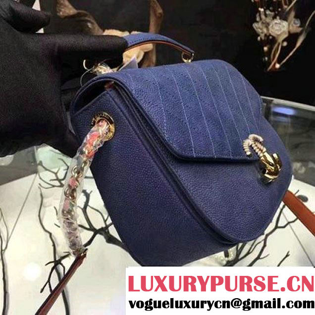 Chanel Grained Calfskin Flap Bag with Top Handle Gray Navy Blue Cruise 2017 (Chanel-7010408 )