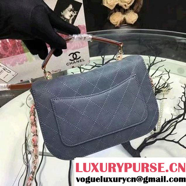 Chanel Grained Calfskin Flap Bag with Top Handle Light Blue Cruise 2017 (Chanel-7010409 )
