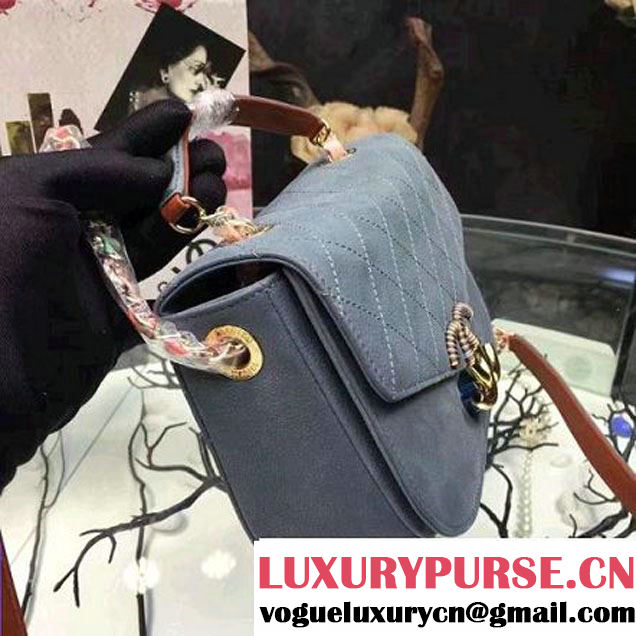 Chanel Grained Calfskin Flap Bag with Top Handle Light Blue Cruise 2017 (Chanel-7010409 )