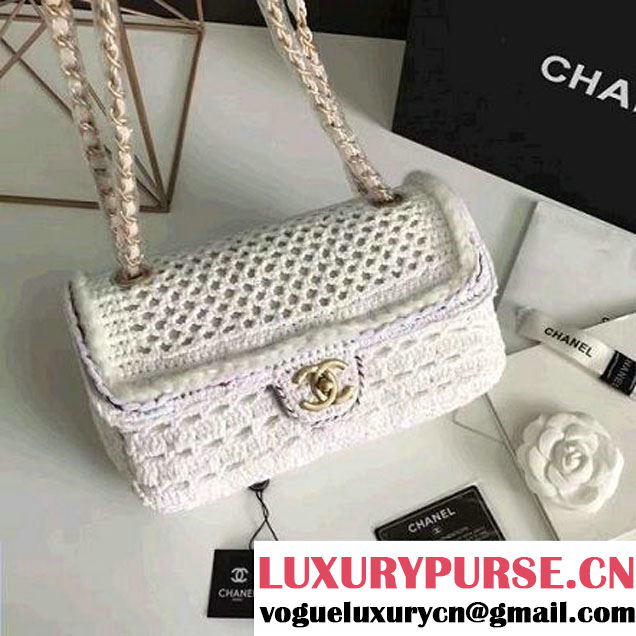 Chanel Crochet Braid Cayo Coco Flap Bag A93680 White Cruise 2017 (KN-7010417 )